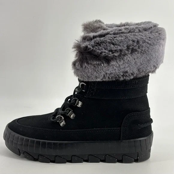 Sperry Torrent Winter Laceup Boots Womens 6.5 Black Waterproof Suede STS86832