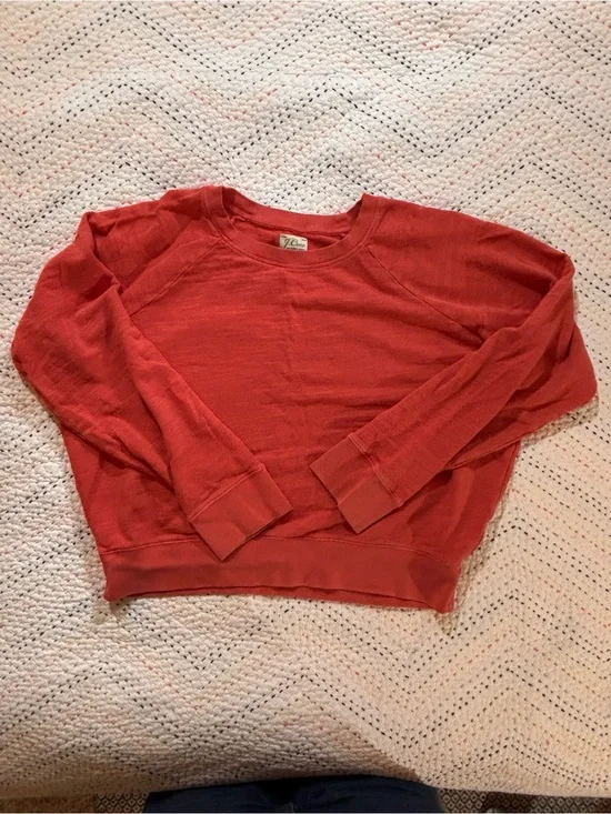 J. Crew Coral-Red Crewneck Sweatshirt