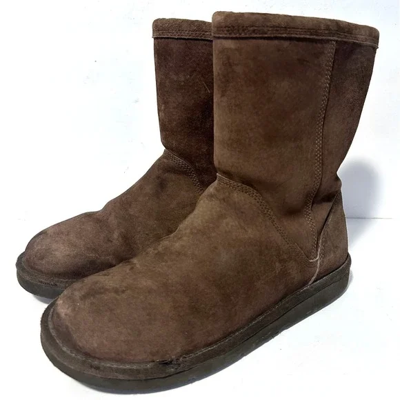 UGG Roslynn Zip Boots Women 9 Brown Suede Sheepskin Mid Calf Winter Cozy