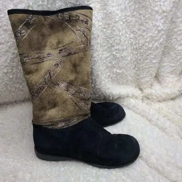 Santana Canada Waterproof Embroidered Fur‎ Lined Pull-on Winter Boots size 9.5