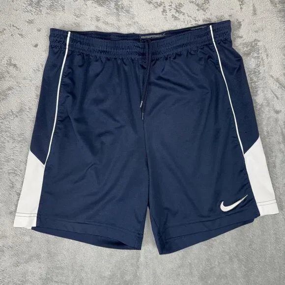 Vintage 90s Nike Soccer Shorts Small Navy Lined‎ Drawstring Nike Fit Dry