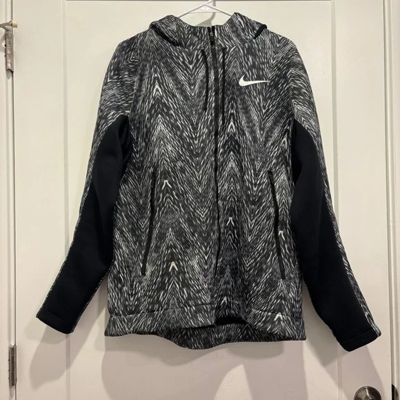 Nike Hypermesh N7 Full Zip Hoodie Black White Chevron Jacket Mens Large