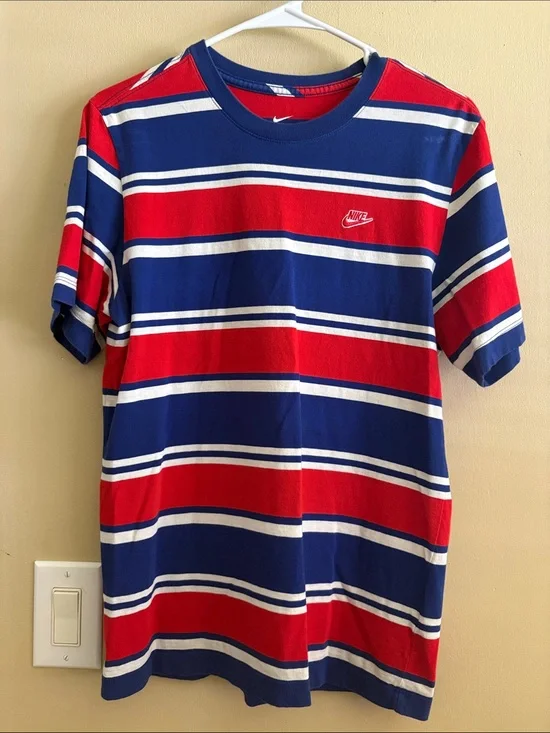 Nike Men’s Striped Crew Tee - Red, Blue & White
