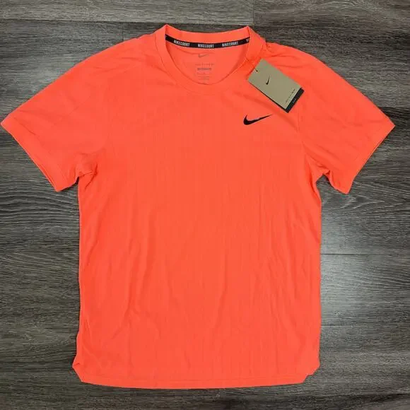 Nike Court Slam Crew Tennis Jersey Dri-Fit Bright Mango Medium HM6710-873