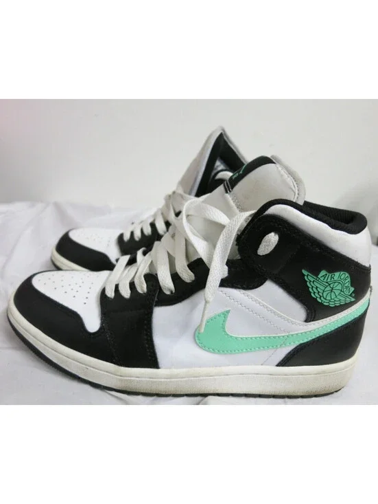Nike Air Jordan 1 Mid Green Glow White Black Shoes Men's Size 9 (DQ8426-103)