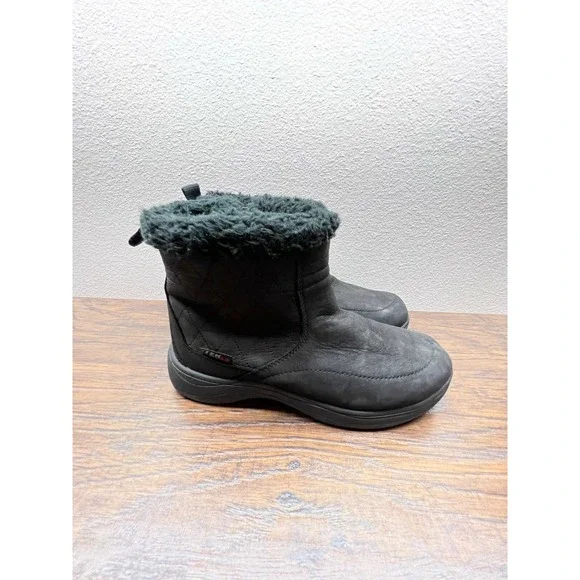 L.L.‎ Bean Womens Boots Size 6Tek 2.5 Waterproof Black Nubuck Leather Sherpa Zip