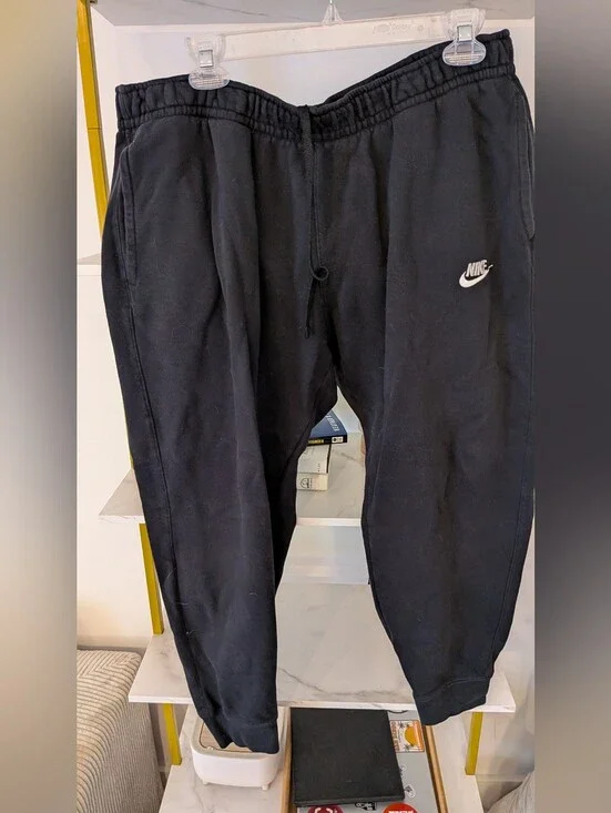 Nike Black Men's Jogger Sweatpants with White Swoosh, XXL