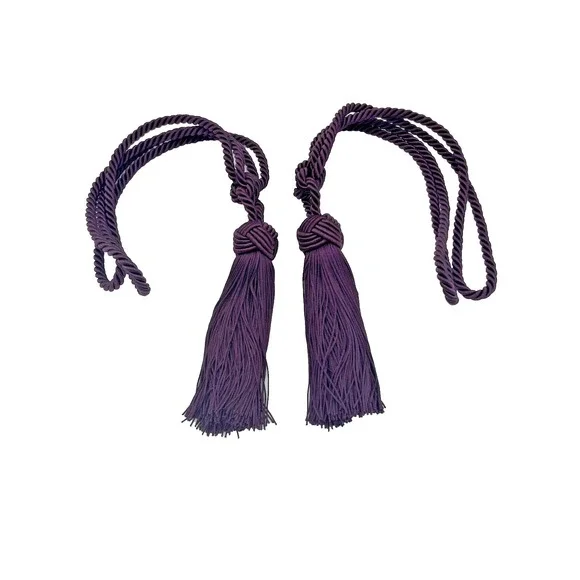 Pair Vintage Plum Purple Curtain Braided Rope Tassel Drape Tieback‎ Tassels 20