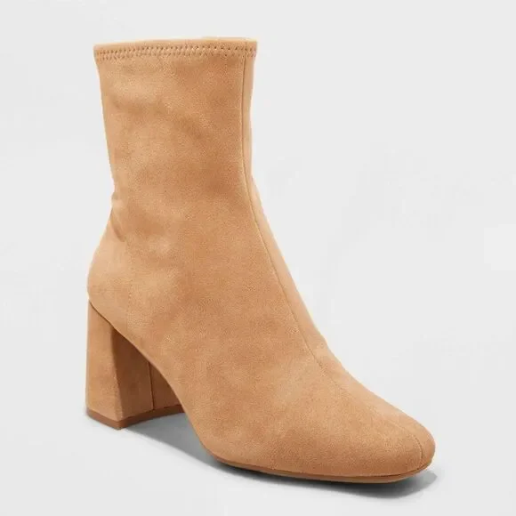 Women's Pippa Stretch Ankle Boots with Block Heel - Taupe 7.5