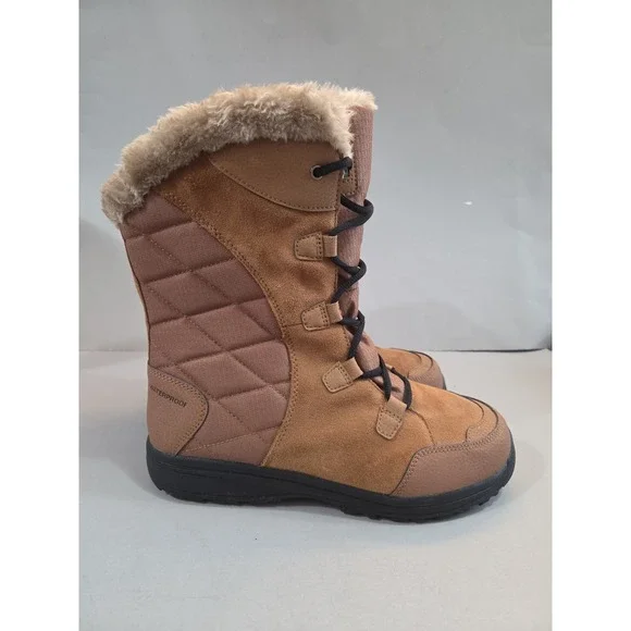 Columbia Boots Womens 10 Brown Ice Maiden II Waterproof Winter Lace Up Insulated