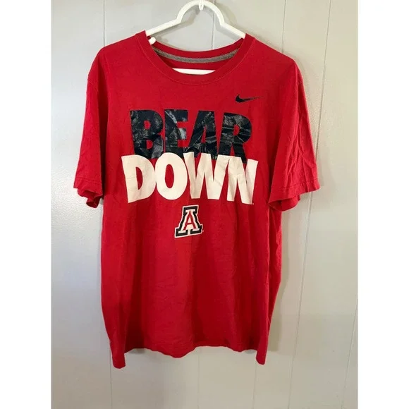 Arizona Wildcats Nike T-Shirt Mens Large Red NCAA Basketball Bear Down‎ Tee