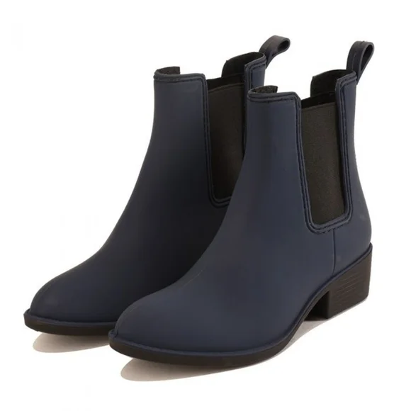 Jeffrey Campbell Stormy Matte Blue Rubber Short Rain Boot Size 8