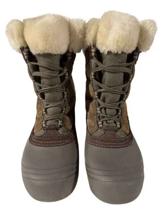 Columbia Sierra Summette Womens 9 Brown Suede Faux Fur Snow Boots Winter