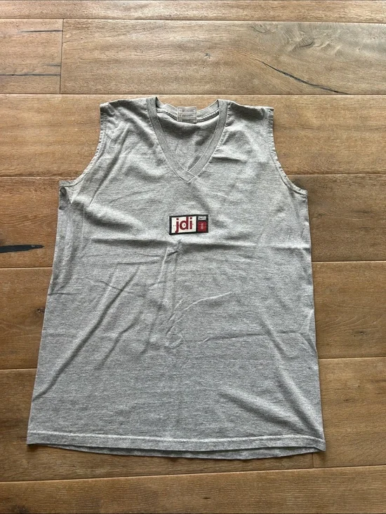 Nike Men's Light Gray V-Neck Sleeveless Tank with Chest Logo