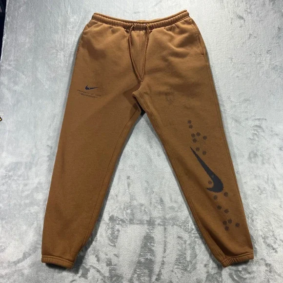 NIKE‎ Sportswear Club Cuffed Fleece Pants Mens Large Brown IM7828-235 Graphic