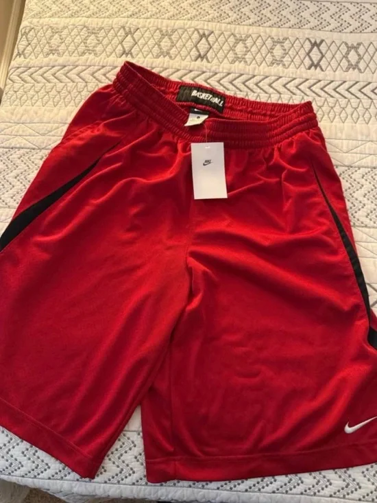 Nike Men’s Athletic Basketball Shorts - Red with Black Accents New