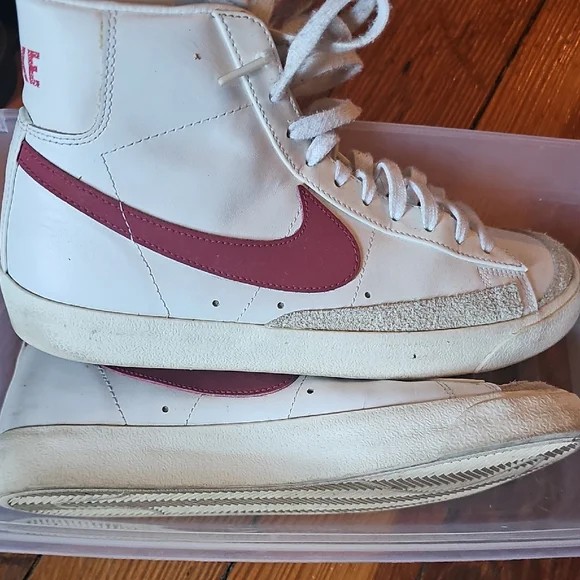 Nike White and Burgundy High-Tops