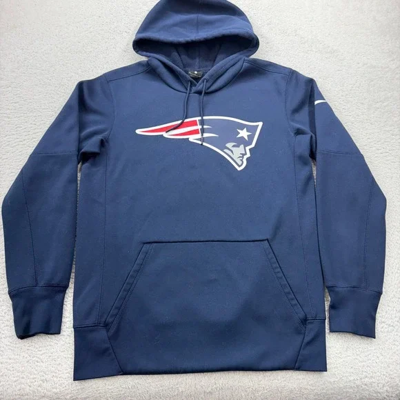 Nike‎ New England Patriots Dri-FIT Hoodie Mens Small Navy Blue NFL Pullover