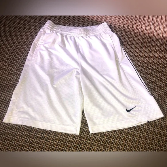 🩵2/$20 MIX& MATCH NIKE White Basketball Athletic Shorts (w-Thin Black Stripes)