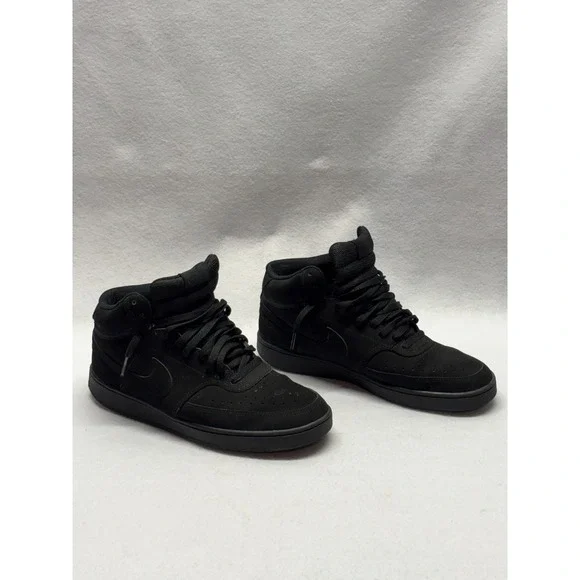 Nike Court Vision Mid Triple Black Basketball Sneakers CU6620-001 Mens 10