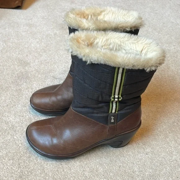 🐺 J-41  brown leather and nylon winter boot: