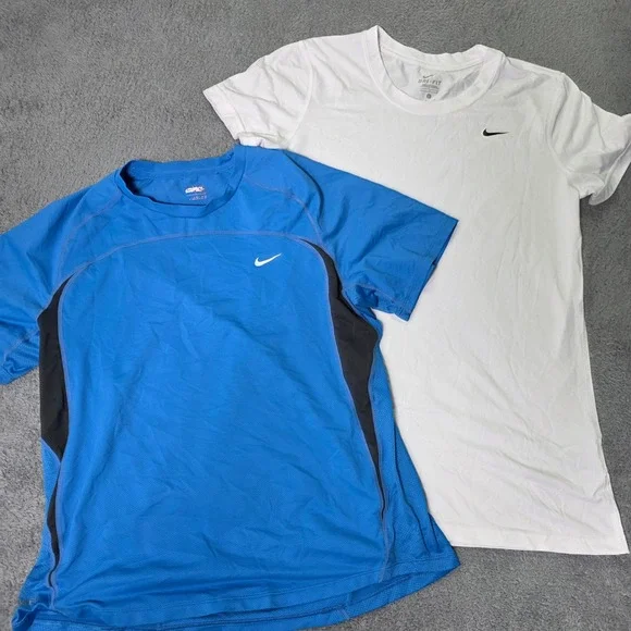 Nike Mens Large T-Shirt 2 Pack Blue White Dri-FIT Performance Athletic Workout