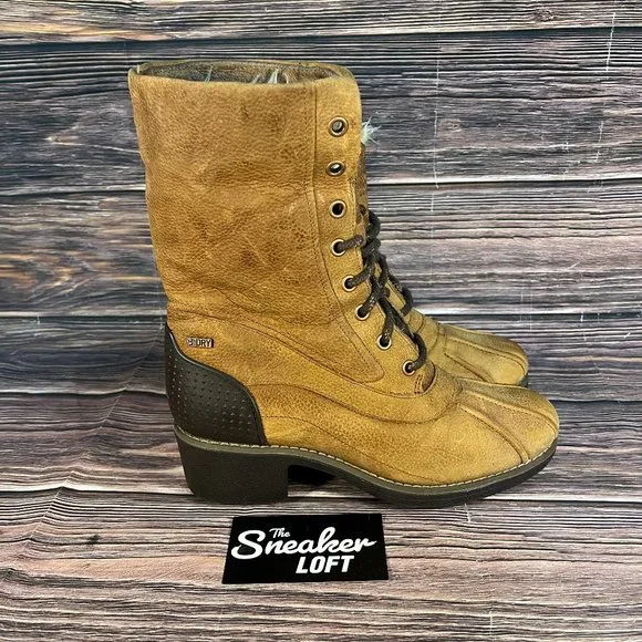 Merrell‎ Chateau Mid Lace Brown Leather Snow Heeled Boots