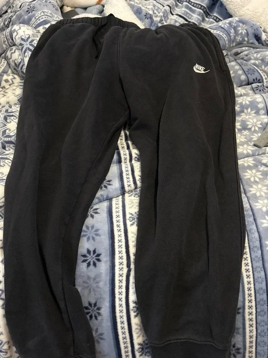 Nike Kids Black Jogger Sweatpants with White Swoosh