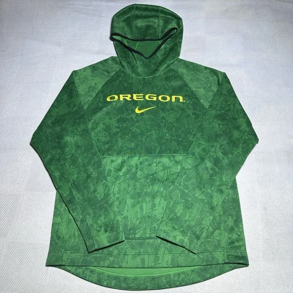 Nike Oregon Ducks Dri-Fit Hoodie Mens Medium Center Swoosh Green‎ Abstract Print