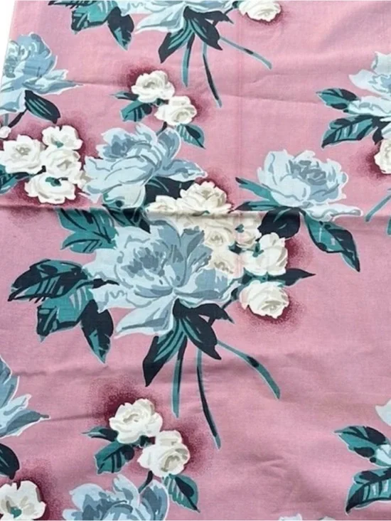 Vintage Barkcloth Curtain Panel Saison Print Vat Prints Fabric
