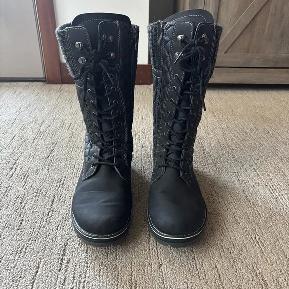 Black Lace-Up Women's Polar Boots Sz 40