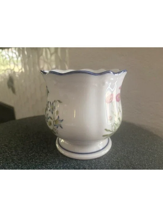 Vintage TAKAHASHI San Francisco Japanese Porcelain JARDINIERE PLANTER Wildflower