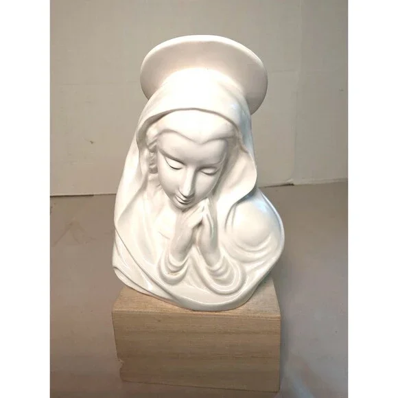 Vintage Lefton Madonna Praying (Virgin Mary) Planter 6”  White