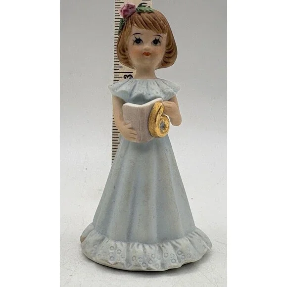 Vintage 1982 Enesco Growing Up Birthday Girls Age 6 Brunette Figurine 4.25”