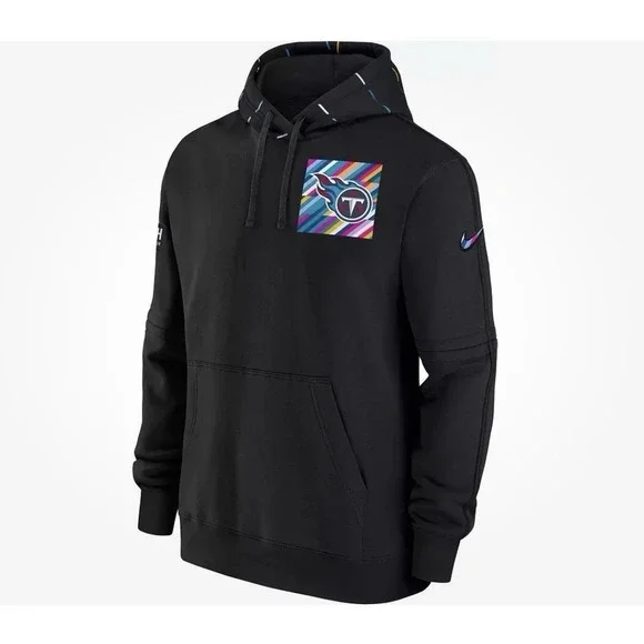 Tennessee Titans Nike NFL‎ Crucial Catch Therma Pullover Black Hoodie Men's Mdn