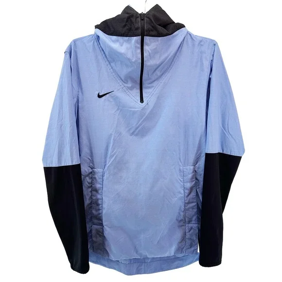 NIKE Men's Lightweight Hooded 1/4 Zip‎ Player Jacket • Small • blue, black