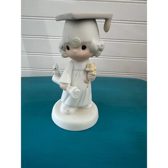 Vintage Precious Moments Graduation Girl Figurine Cap Diploma Flower Collectible