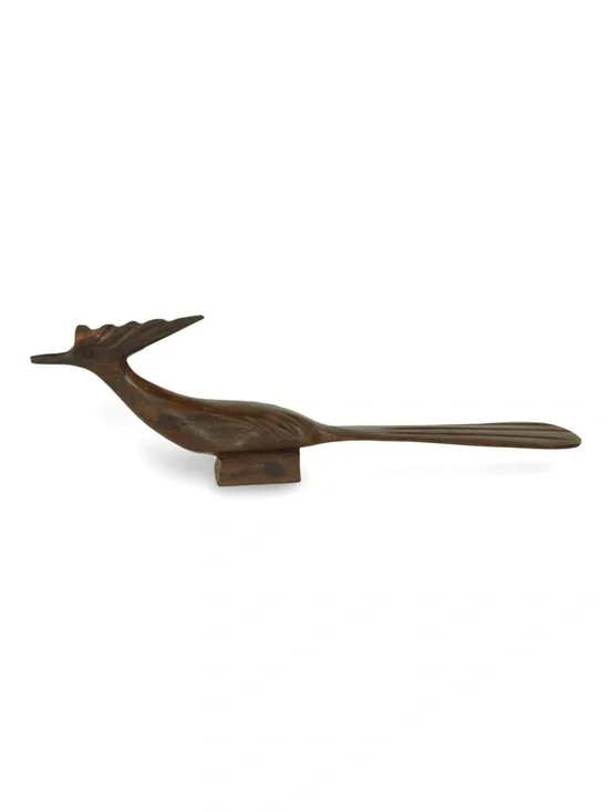 Vintage Ironwood Carved Roadrunner Bird Sculpture 16”