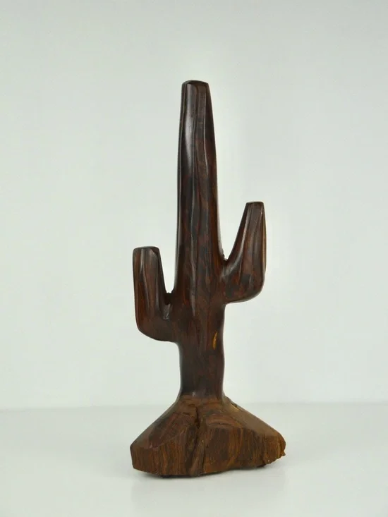 Vintage Ironwood Carved Saguaro Cactus Sculpture