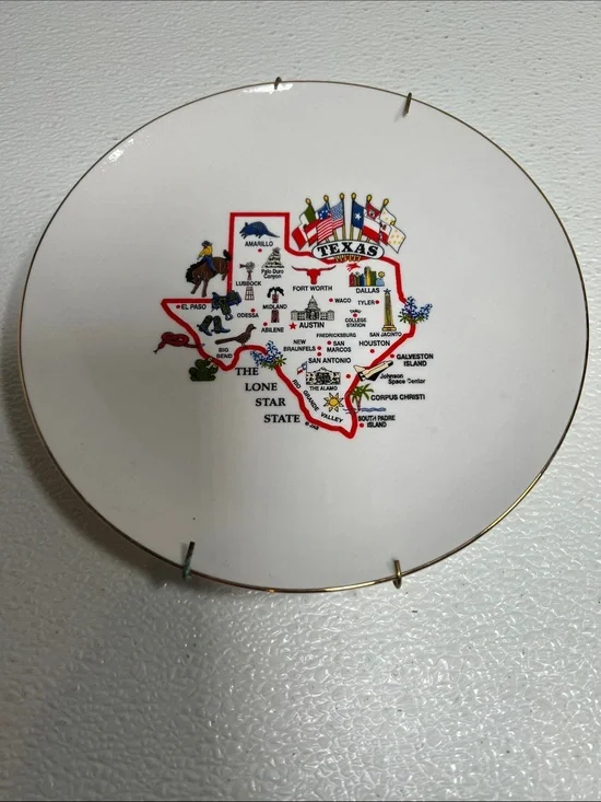 Vintage Texas The Lone Star State 7” Collectors Plate