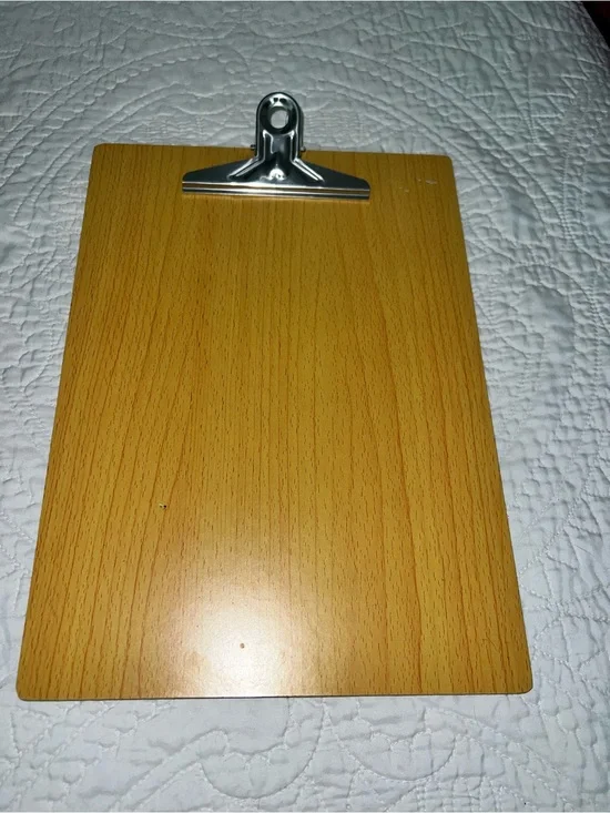Wood-Grain Clipboard with Metal Clip - Brown