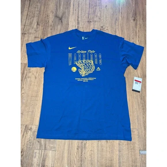 Nike NBA‎ Golden State Warriors Courtside Max90 Blue Tee FJ0371-495 Size Large