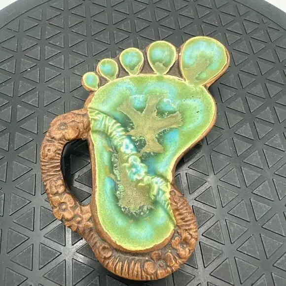 Vintage Treasure Craft Foot Trinket Dish/Ashtray Teal