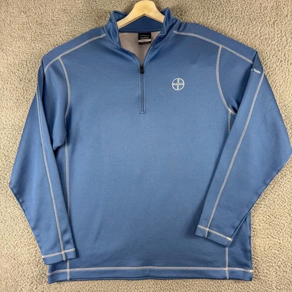 Nike Golf Therma-Fit Pullover Mens XL Blue Bayer‎ IBS Tiger Team Quarter Zip