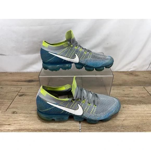 Nike Air VaporMax Flyknit‎ Cool Grey Blue Lagoon Volt 849558-022 Mens 11
