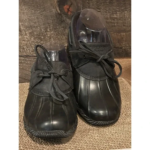 SPERRY WOMENS Black SALTWATER 1 EYE COZY DUCK BOOTS LOW SIZE‎ 6