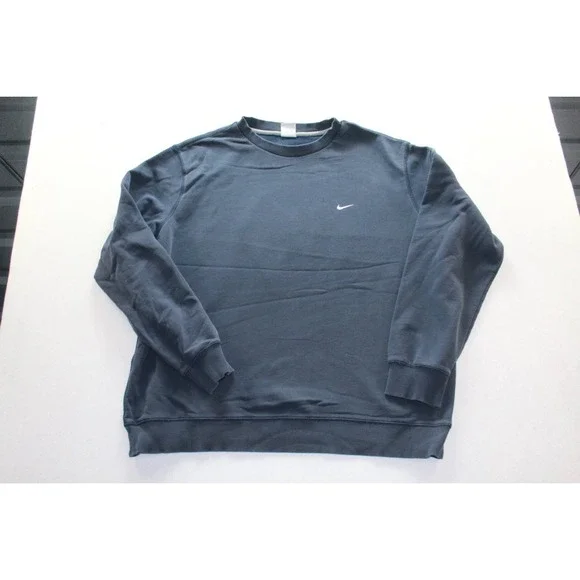 Nike Sweatshirt Mens XXL Navy Blue Good Embroidered Swoosh Crewneck Pullover
