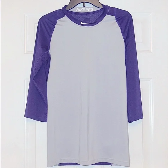 Nike MLB Dri Fit Pro Tee Shirt Men’s S Purple Gray Baseball Compression Athletic