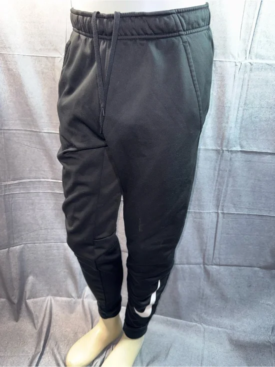 1676-Nike Black Joggers with White Swoosh Accent