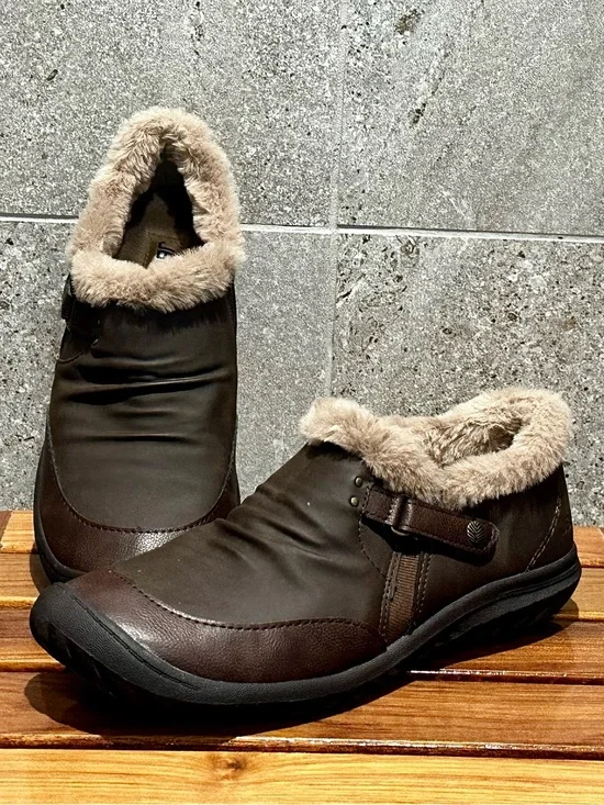 JBU Women’s 9 Brown Faux-Fur Lined Slip-On Boots